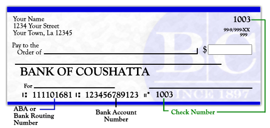 BOC bank check